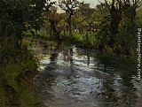 Fritz Thaulow Canvas Paintings - On the Banks
